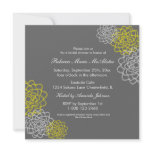 Grey/Yellow Sketched flowers Custom Invitations