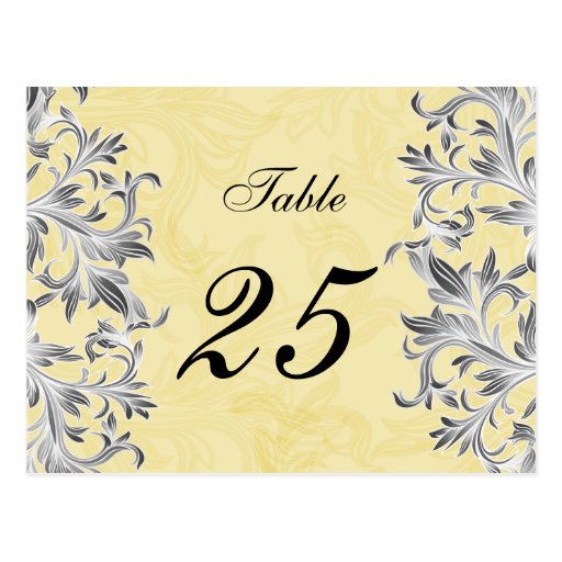 "grey yellow" table numbers postcards