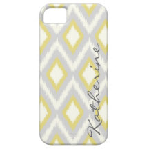 Grey & Yellow Tribal Ikat Chevron iPhone 5 Covers