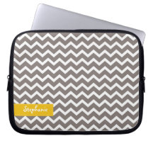Grey Zig Zag Chevrons Pattern Laptop Computer Sleeves