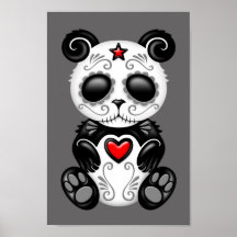 Grey Zombie Sugar Panda Poster