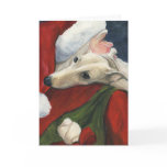 " Greyhound and Santa" Dog Art Christmas Card
