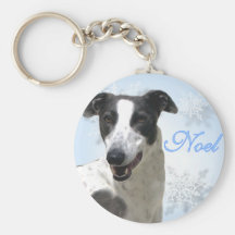Greyhound Black & White Noel2 Keychains