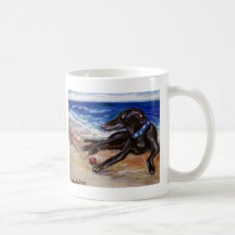 Greyhound by the sea mug