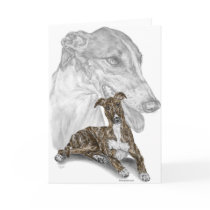 Greyhound Dog Portrait Art Greeting Cards