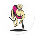 greyhound dog racing retro round stickers