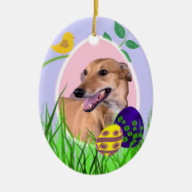 Greyhound Easter Ornament