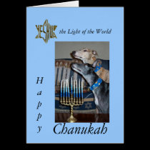 Greyhound Messianic chanukah card cards