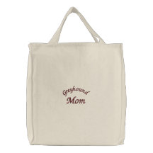 Greyhound Mom Embroidered Cotton Tote Bag