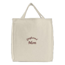 Greyhound Mom Embroidered Cotton Tote Bag