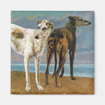 Greyhound Painting - Two Greyhounds - Vintage Art Magnets