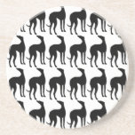 Greyhound Silhouette Tiled Pattern Coasters