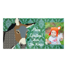 Grey's Donkey Christmas Photo Photo Greeting Card