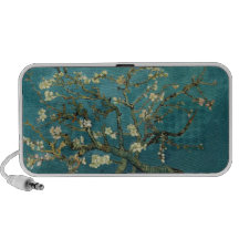 Griffonnage de fleur d'amande haut-parleur ordinateur portable