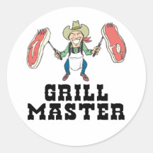 Grill Master Cowboy Stickers