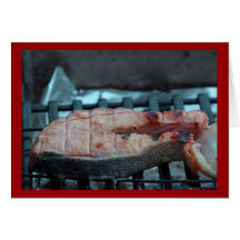 Grilled Salmon Greeting Cards