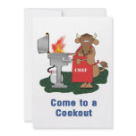 Grilling Cow Cartoon Come to a Cookout Personalized Invitations
