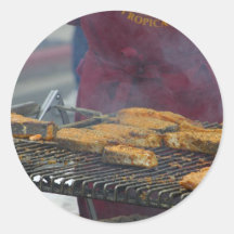 Grilling Salmon Grills Round Sticker