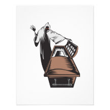 Grim Reaper Death Coffin Retro Invitations