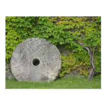 Grinding stone, Castle Banfi in Tuscany region, Post Card