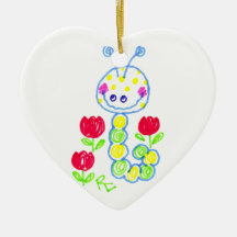 Grinning Happy Caterpillar Christmas Tree Ornaments