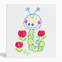 Grinning Happy Caterpillar Vinyl Binder
