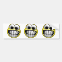 Grinning Happy Smiley Face Bumper Stickers