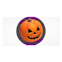 Grinning Pumpkin Customized Photo Card