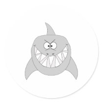 Grinning Shark Round Sticker
