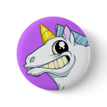 Grinning Unicorn Button