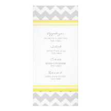 Gris Chevron de jaune de menu de mariage Doubles Cartes