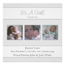 Gris son un faire-part de naissance de fille
