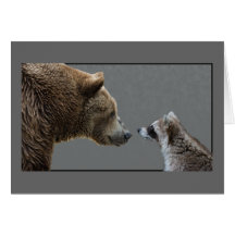 Grizzle Bear Meets Raccoon Greeting Card