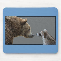 Grizzle Bear Meets Raccoon Mouse Pad