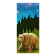 Grizzly Bear at Night Bookmark Rack Card Template