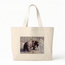 Grizzly Bear Eating a Salmon Canvas Bag