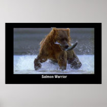 GRIZZLY BEAR Fishing for Salmon Poster