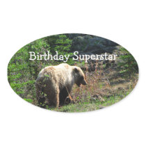 Grizzly Bear Smile; Happy Birthday Stickers
