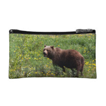 Grizzly in the Dandelions Cosmetic Bag