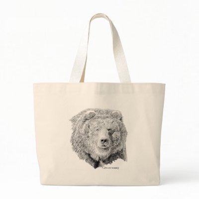 Grizzy Bear Tote Bags by WildlifeInk