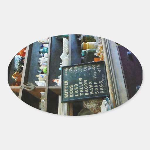 Groceries in General Store Oval Sticker