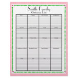 Grocery List Page, Personalized letterhead