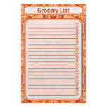 Grocery List Spiked Leaves Texture Orange stationery