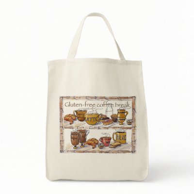 Grocery Tote Gluten-Free Coffee Break Tote Bags by GFillustrator