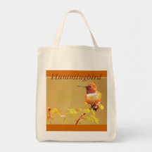 Grocery Tote  "Yellow Hummingbird " Canvas Bags