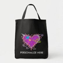GROCERY TOTES - HEARTS A FIRE! CANVAS BAG