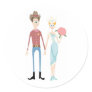 Groom as Sheriff Takes His Country Bride Stickers