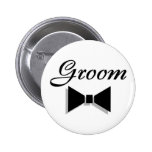 Groom (Black Bow Tie) Pinback Buttons
