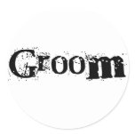 Groom Black Text Round Sticker