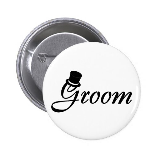 Groom (Blk Top Hat) Pinback Button